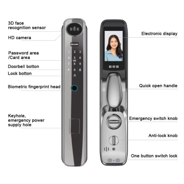 Buy Tuya WiFi Intercom Face Recognition Smart Door Lock with Camera ...