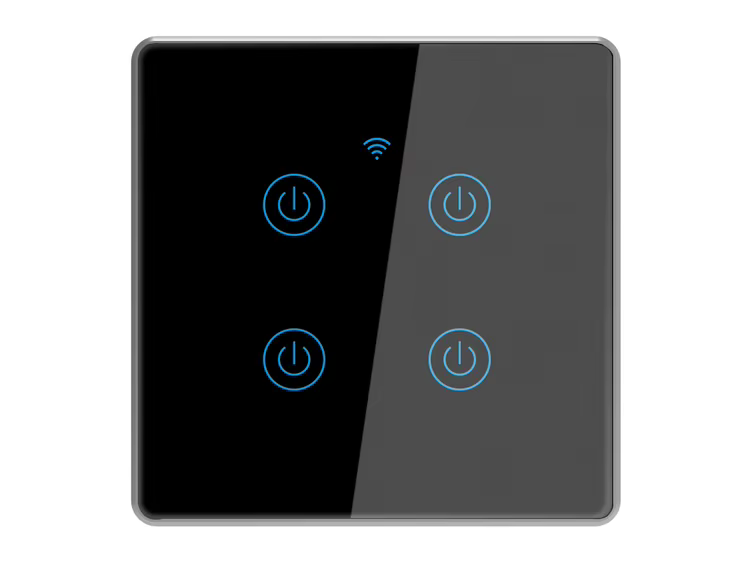 Tuya WiFi Smart Touch Light Switch - 4 Gang Black