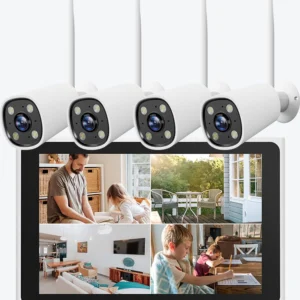 Tuya 3MP Wireless Cameras 4 Channel NVR Monitor Kit Weatherproof.